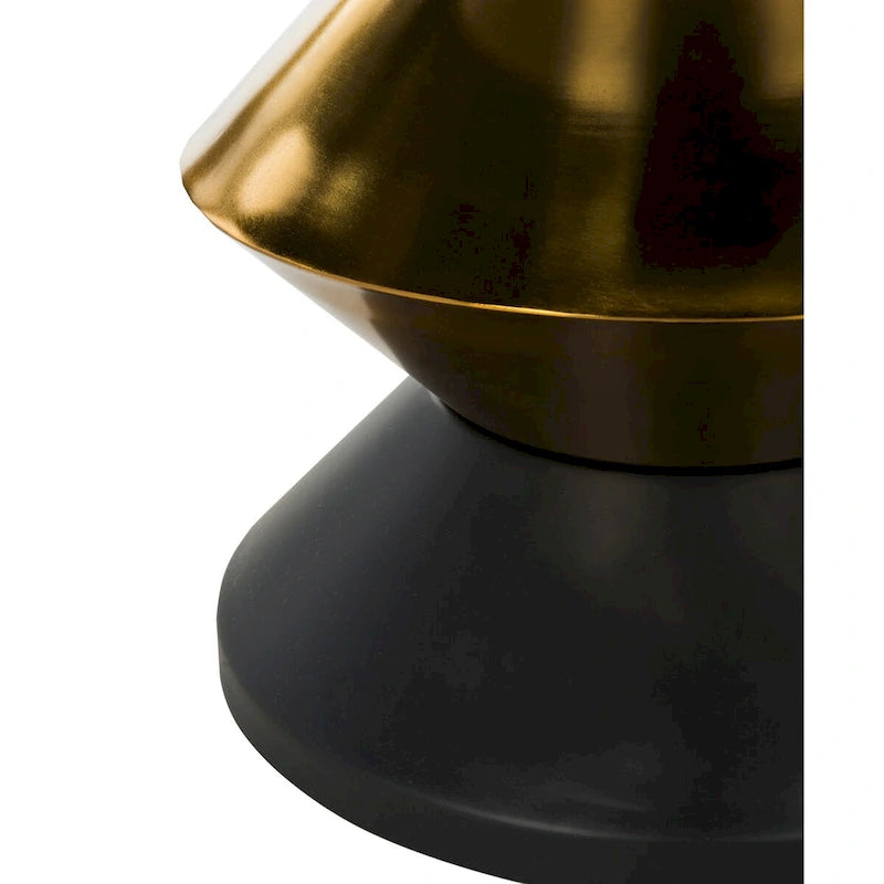 Black/ Gold Stone Top Side Table - 14.3 x 14.3 x 16 - 14Wx14Dx15H