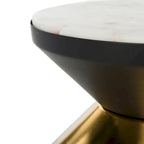 Black/ Gold Stone Top Side Table - 14.3 x 14.3 x 16 - 14Wx14Dx15H