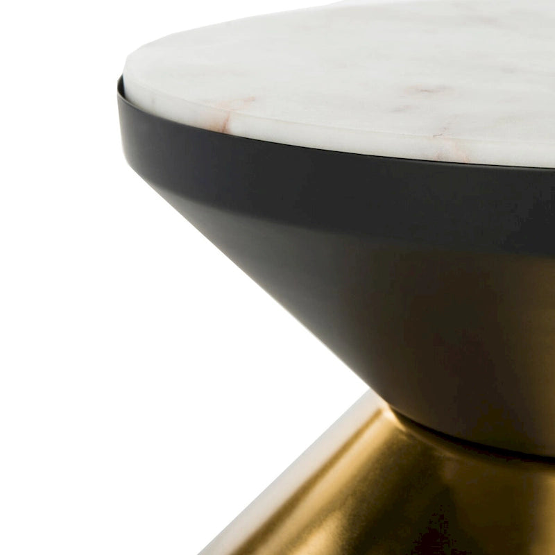 Black/ Gold Stone Top Side Table - 14.3 x 14.3 x 16 - 14Wx14Dx15H