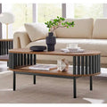 Collins Modern Two-tone Wooden Oval Coffee Table with Shelf