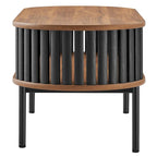 Table basse ovale moderne bicolore en bois avec étagère