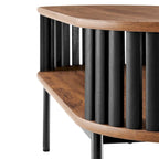 Table basse ovale moderne bicolore en bois avec étagère