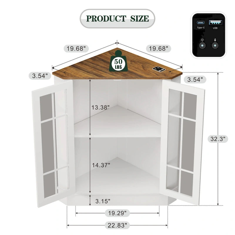 Meuble d'angle de rangement large de 20 pouces