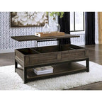 Table basse relevable rectangulaire décontractée marron grisâtre