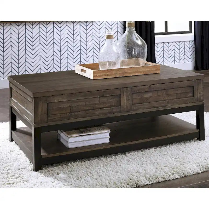 Table basse relevable rectangulaire décontractée marron grisâtre