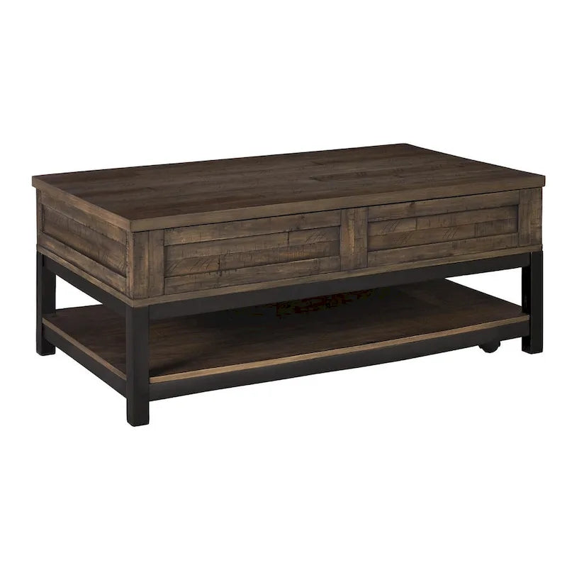 Table basse relevable rectangulaire décontractée marron grisâtre