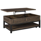 Table basse relevable rectangulaire décontractée marron grisâtre
