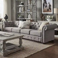 Canapé Chesterfield extra long gris clair par
