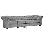 Canapé Chesterfield extra long gris clair par
