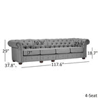 Canapé Chesterfield extra long gris clair par