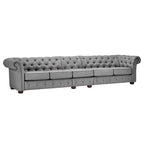 Canapé Chesterfield extra long gris clair par