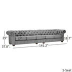 Canapé Chesterfield extra long gris clair par