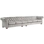 Canapé Chesterfield extra long gris clair par