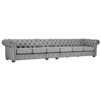 Canapé Chesterfield extra long gris clair par