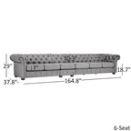 Canapé Chesterfield extra long gris clair par