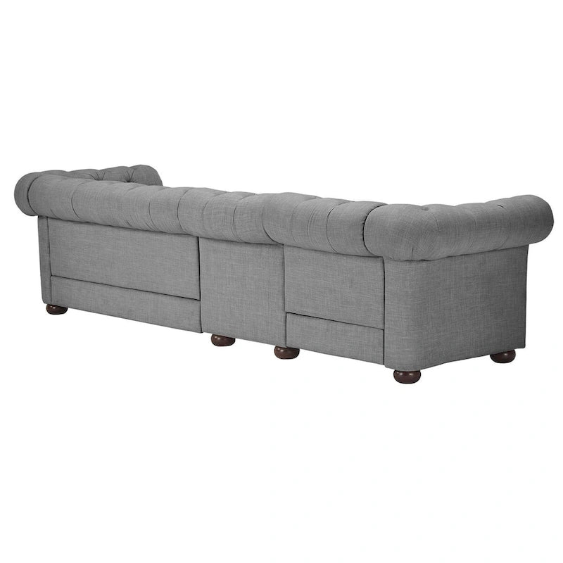 Canapé Chesterfield extra long gris clair par