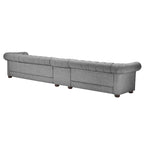 Canapé Chesterfield extra long gris clair par