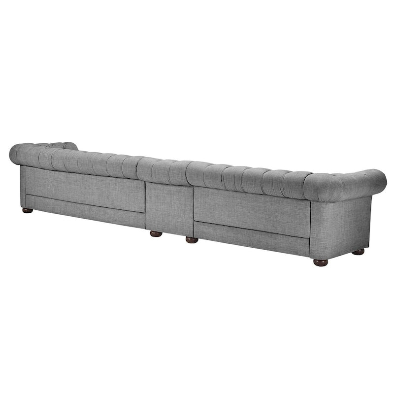 Canapé Chesterfield extra long gris clair par