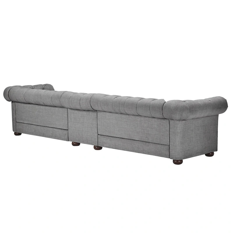 Canapé Chesterfield extra long gris clair par