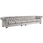 Canapé Chesterfield extra long gris clair par