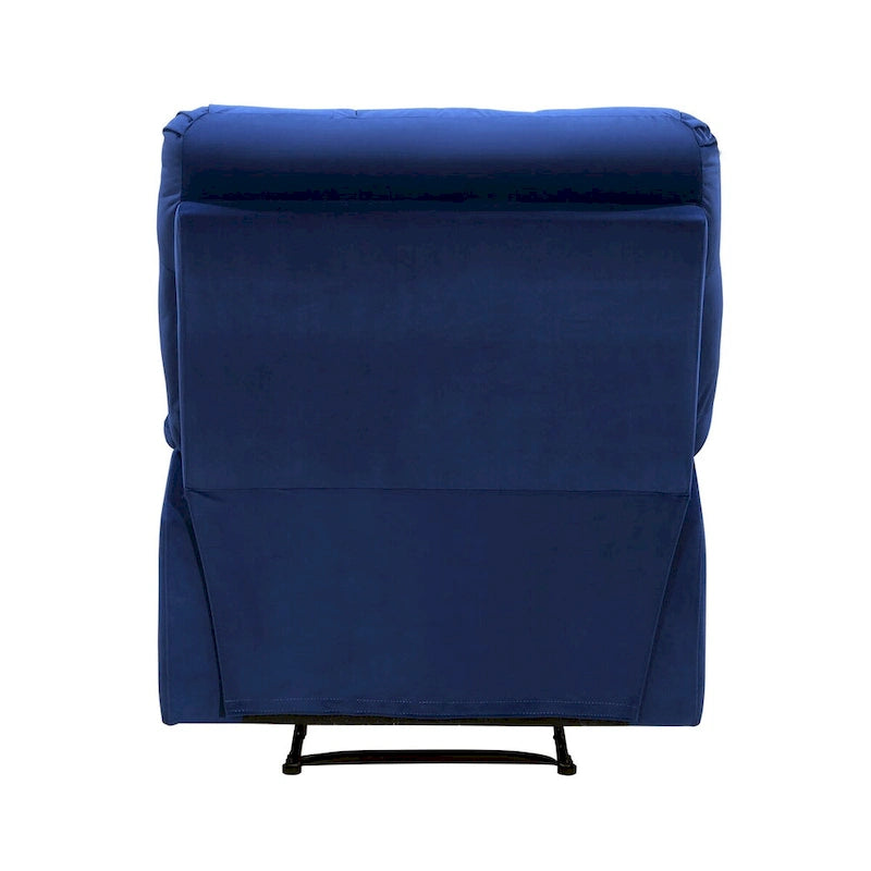 Fauteuil inclinable manuel de 36 pouces, rembourré, velours bleu, bois massif