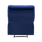 Fauteuil inclinable manuel de 36 pouces, rembourré, velours bleu, bois massif