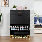 Shoe Storage Cabinet for Entryway, Free Standing Organizer with 2 Flip Drawers, Hidden Shoe Rack for Doorway Hallway Closet
