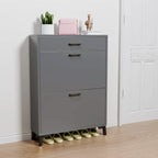 Shoe Storage Cabinet for Entryway, Free Standing Organizer with 2 Flip Drawers, Hidden Shoe Rack for Doorway Hallway Closet