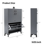 Shoe Storage Cabinet for Entryway, Free Standing Organizer with 2 Flip Drawers, Hidden Shoe Rack for Doorway Hallway Closet
