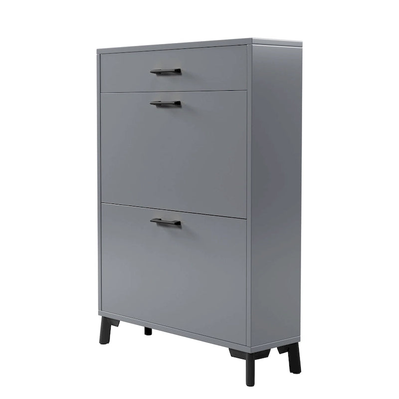 Shoe Storage Cabinet for Entryway, Free Standing Organizer with 2 Flip Drawers, Hidden Shoe Rack for Doorway Hallway Closet