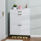 Shoe Storage Cabinet for Entryway, Free Standing Organizer with 2 Flip Drawers, Hidden Shoe Rack for Doorway Hallway Closet