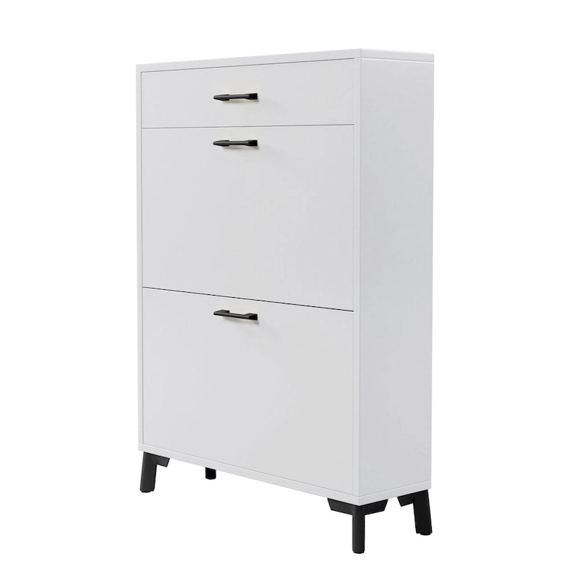 Shoe Storage Cabinet for Entryway, Free Standing Organizer with 2 Flip Drawers, Hidden Shoe Rack for Doorway Hallway Closet