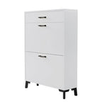 Shoe Storage Cabinet for Entryway, Free Standing Organizer with 2 Flip Drawers, Hidden Shoe Rack for Doorway Hallway Closet
