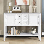 Storage Vintage Console Table with Four Small Drawers and Bottom Shelf for Living Rooms, Entrances and Kitchens