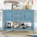 Console vintage de rangement avec quatre petits tiroirs et une étagère inférieure pour salons, entrées et cuisines