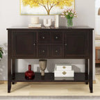 Console vintage de rangement avec quatre petits tiroirs et une étagère inférieure pour salons, entrées et cuisines