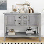 Console vintage de rangement avec quatre petits tiroirs et une étagère inférieure pour salons, entrées et cuisines