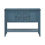 Console vintage de rangement avec quatre petits tiroirs et une étagère inférieure pour salons, entrées et cuisines