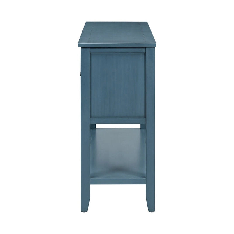 Console vintage de rangement avec quatre petits tiroirs et une étagère inférieure pour salons, entrées et cuisines