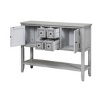 Console vintage de rangement avec quatre petits tiroirs et une étagère inférieure pour salons, entrées et cuisines