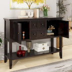 Console vintage de rangement avec quatre petits tiroirs et une étagère inférieure pour salons, entrées et cuisines