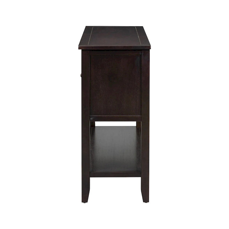 Console vintage de rangement avec quatre petits tiroirs et une étagère inférieure pour salons, entrées et cuisines