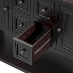 Console vintage de rangement avec quatre petits tiroirs et une étagère inférieure pour salons, entrées et cuisines