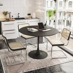 Table à manger ronde moderne, avec piètement en métal