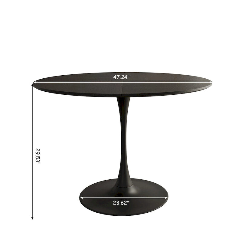 Table à manger ronde moderne, avec piètement en métal