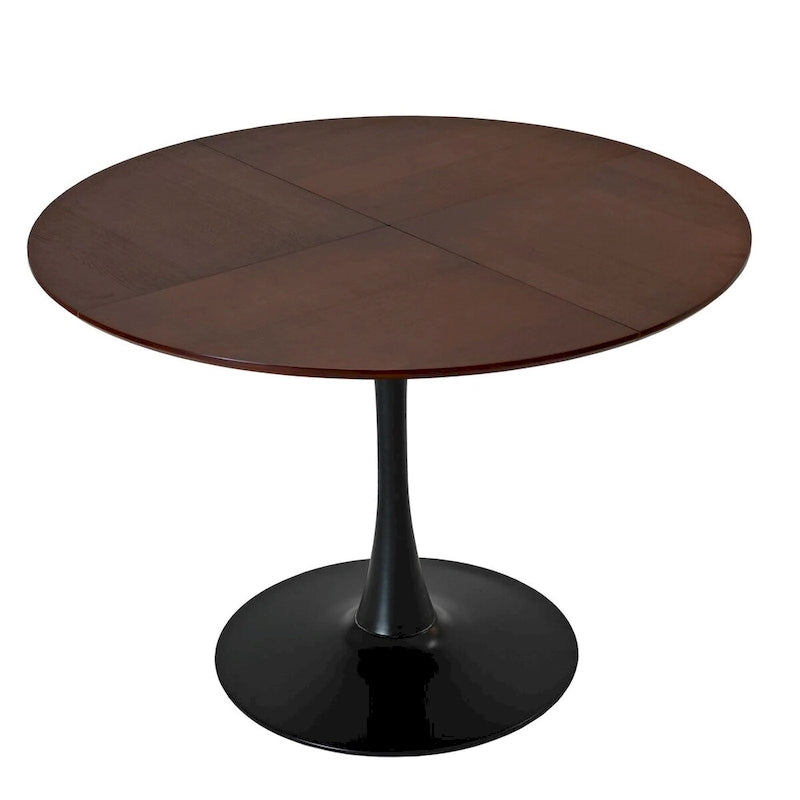 Table à manger ronde moderne, avec piètement en métal