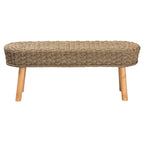 Modern Bohemian Natural Seagrass and Acacia Wood Accent Bench