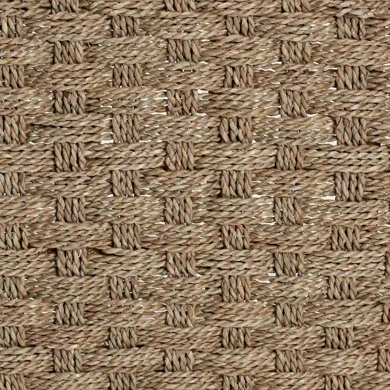 Modern Bohemian Natural Seagrass and Acacia Wood Accent Bench