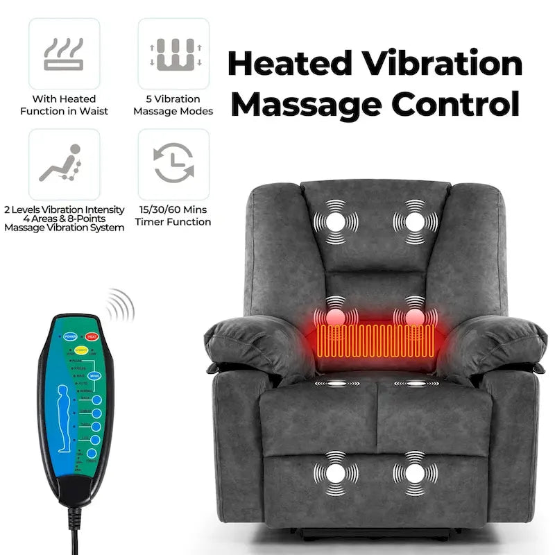 Fauteuil inclinable releveur avec massage pour personnes âgées