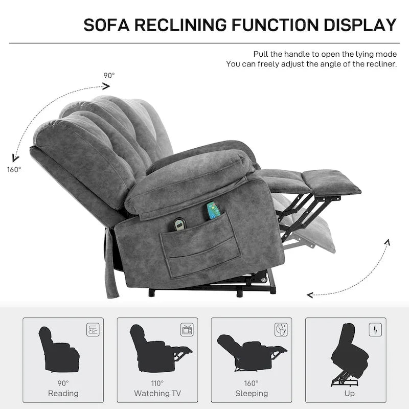 Fauteuil inclinable releveur avec massage pour personnes âgées
